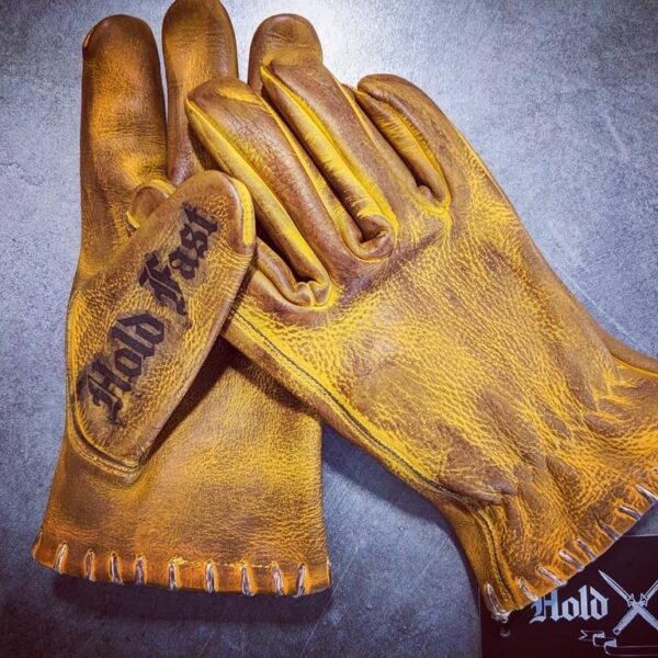 Vintage-Motorradhandschuhe Gelb 1936 Boardtrack &mdash; Holdfast