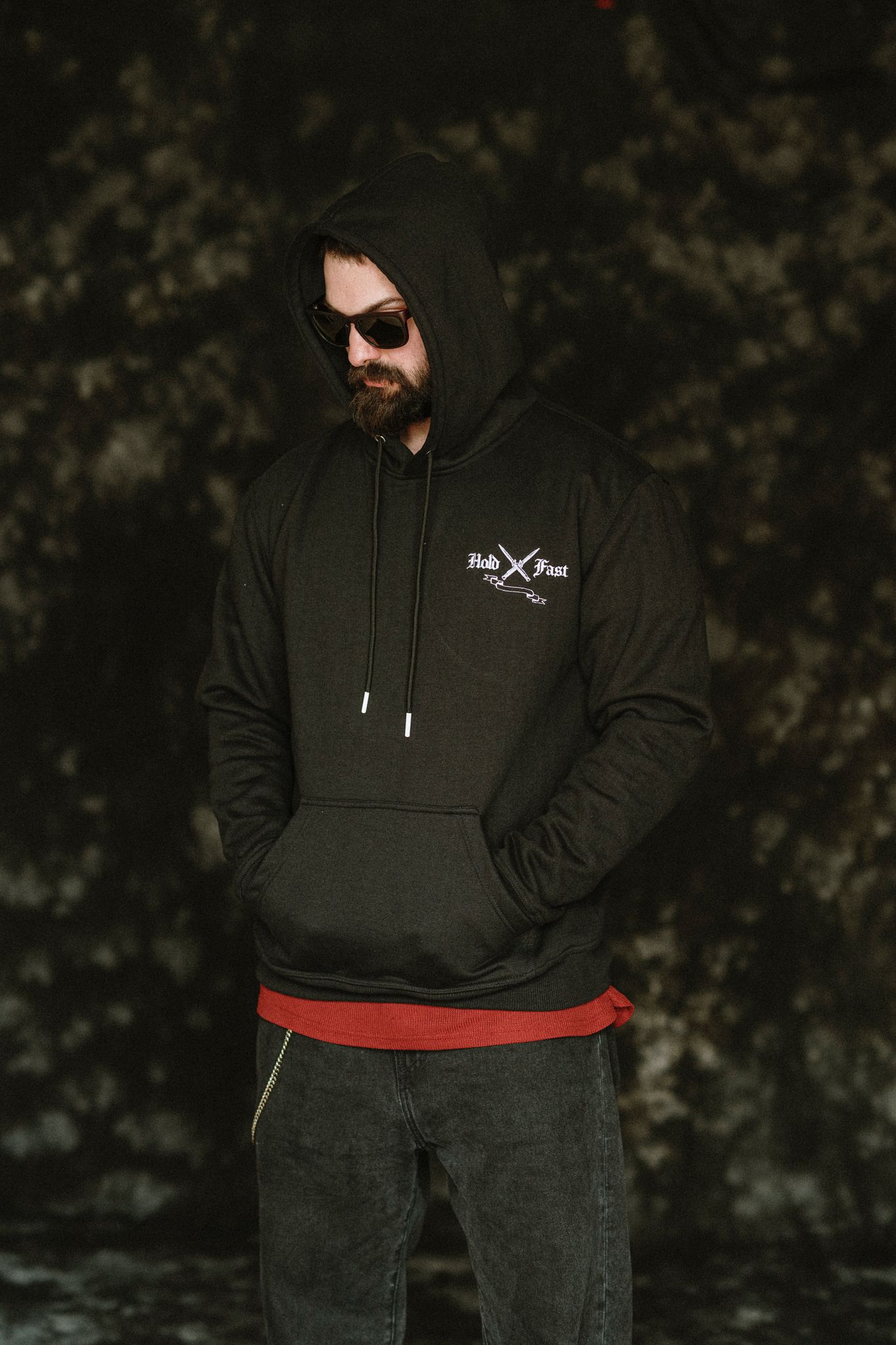 Front Hoodie Motorrad Hold Fast Black