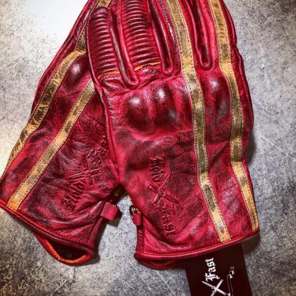 Motorradhandschuhe rot 1971 Le Mans Holdfast Vintage Cafe Racer