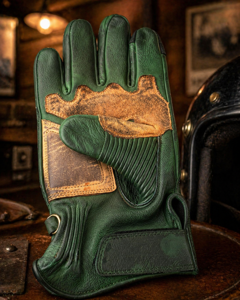 Motorradhandschuhe grün 1971 Le Mans Holdfast British Heritage — Detail 3