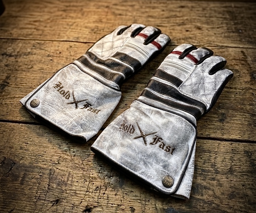 Shiro Oni Lederhandschuhe weiss vintage Holdfast