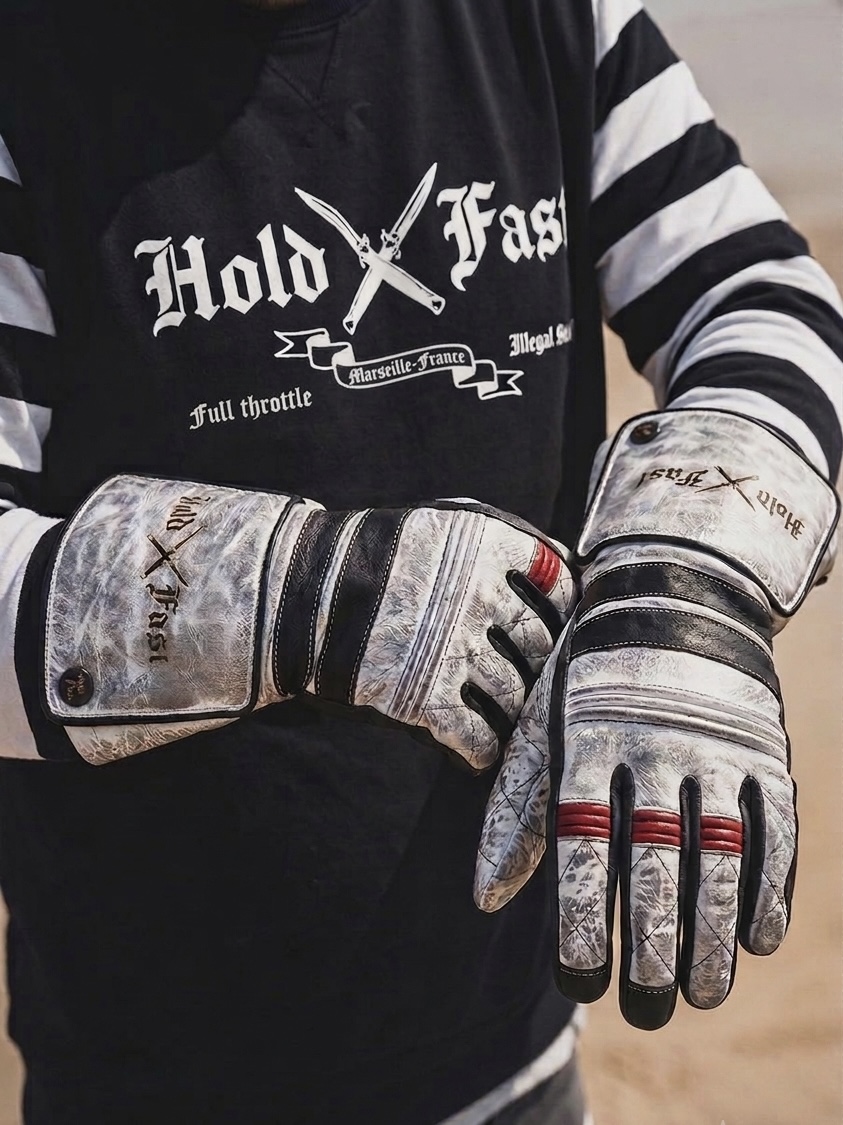 Shiro Oni Lederhandschuhe weiss vintage Holdfast