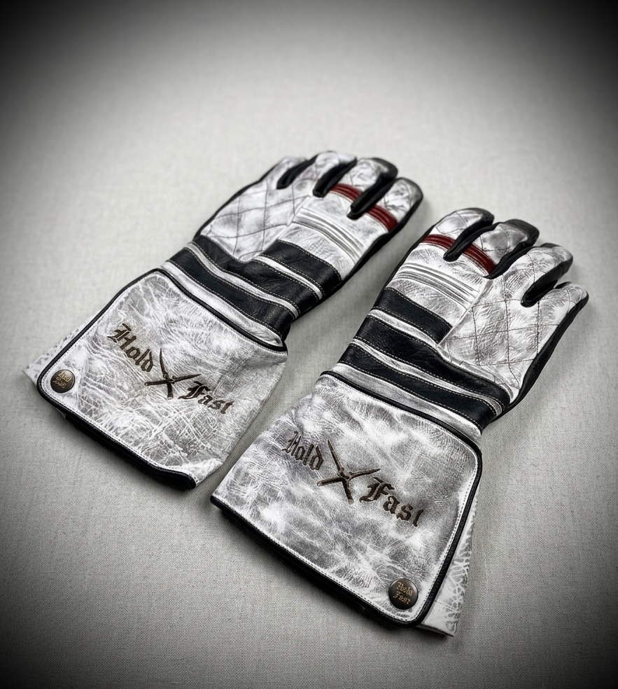 Shiro Oni Lederhandschuhe weiss vintage Holdfast