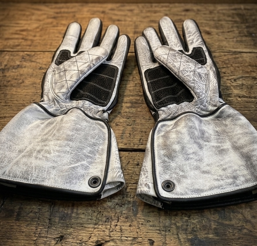 Shiro Oni Lederhandschuhe weiss vintage Holdfast