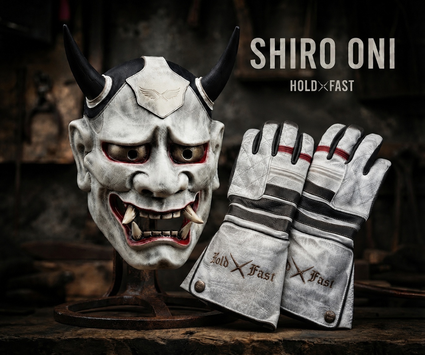 Shiro Oni Lederhandschuhe weiss vintage Holdfast